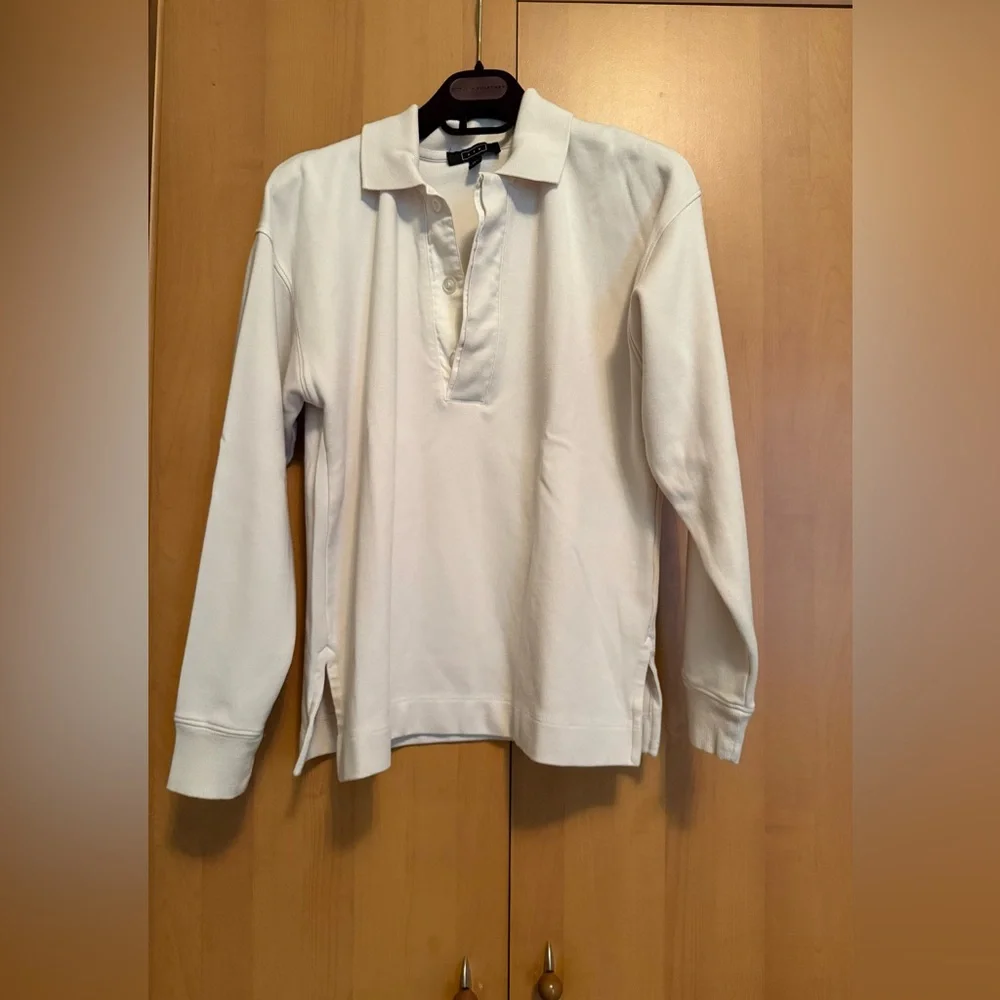 AYR Soft Cream Long Sleeve Sweater Polo - Picture 1 of 5